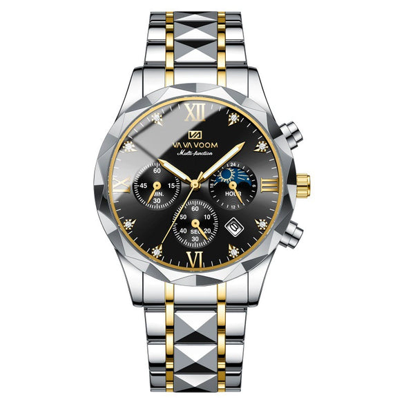Men's Watches Metal Stainless Steel Round Business Fashion Waterproof With Calendar