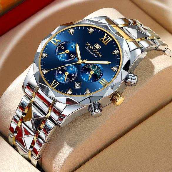 Men's Watches Metal Stainless Steel Round Business Fashion Waterproof With Calendar