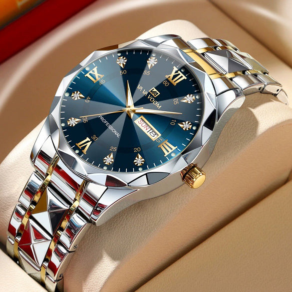 Men's Watches Metal Stainless Steel Round Business Fashion Waterproof With Calendar