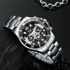 Men's Waterproof Alloy Strap Round Dial Business Style Watch