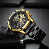 Men's Waterproof Luminous Quartz Metal Case Stainless Steel Band Round Dial Sports Casual Watch