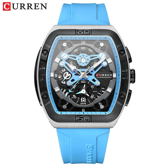 Men's Waterproof Multifunction Alloy And Silicone Leisure Round Watch With Mineral Strengthened Glass Mirror And Stainless Steel Pin Buckle