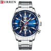 Men's Waterproof Multifunctional Leisure Watch Metal Case Stainless Steel Band Round Dial