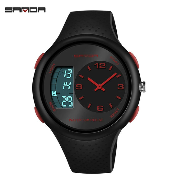 Men's Waterproof Multifunctional Luminous Outdoor Sports Watch With Resin Case And Mineral Strengthened Glass Mirror Round Dial