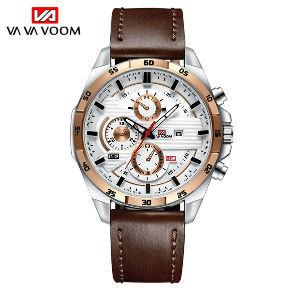 Men's Waterproof Outdoor Sports Casual Watch With Microfiber Strap And Round Dial