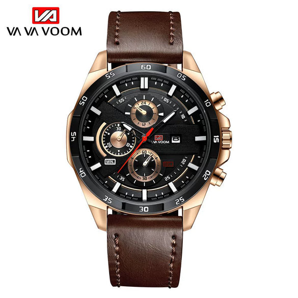 Men's Waterproof Outdoor Sports Casual Watch With Microfiber Strap And Round Dial