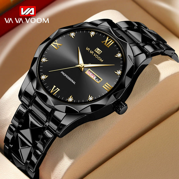 Men's Waterproof Stainless Steel And Alloy Business Quartz Watch With Round Dial