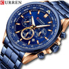 Men's Waterproof Stainless Steel Band Round Dial Multifunction Leisure Watch