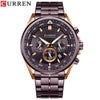 Men's Waterproof Stainless Steel Band Round Dial Multifunction Leisure Watch