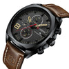 Men's Waterproof Watch With Genuine Leather Belt Alloy Case Round Dial And Pin Buckle