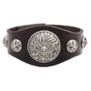 Men's Wide Leather Zodiac Dragon Rivet Alloy Bracelet With Electroplating