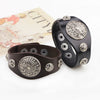 Men's Wide Leather Zodiac Dragon Rivet Alloy Bracelet With Electroplating