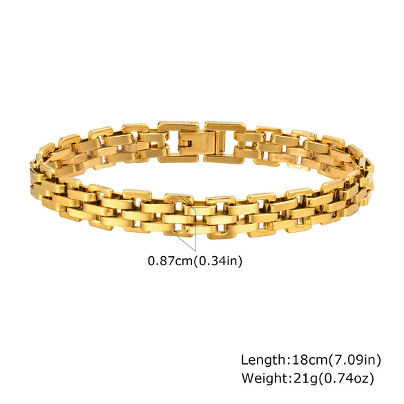 Men's Widefaced Stainless Steel Strap Gold Fashion Bracelet