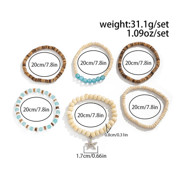 Men's Wood Coconut Shell Beaded Electroplated Bracelet Set Hiphop Trendy Highend