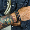 Men's Woven Bracelet Stone Geometric Manual Style Tiger Eye Stone Black Agate