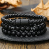 Men's Woven Bracelet Stone Geometric Manual Style Tiger Eye Stone Black Agate