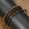 Men's Woven Bracelet Stone Geometric Manual Style Tiger Eye Stone Black Agate