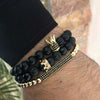 Men's Woven Bracelet Stone Geometric Manual Style Tiger Eye Stone Black Agate