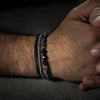 Men's Woven Bracelet Stone Geometric Manual Style Tiger Eye Stone Black Agate