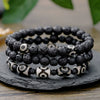 Men's Woven Bracelet Stone Geometric Manual Style Tiger Eye Stone Black Agate