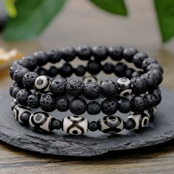 Men's Woven Bracelet Stone Geometric Manual Style Tiger Eye Stone Black Agate