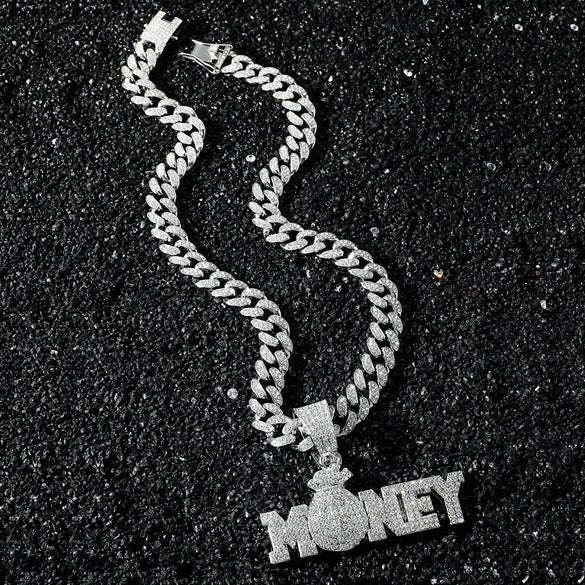 Men's Zinc Alloy Cuban Chain Hip Hop Style Letter Number Text Pendant Necklace With Electroplating