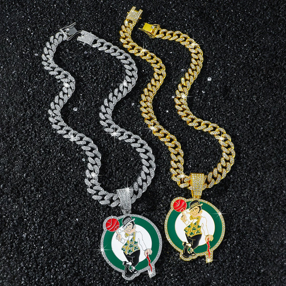 Men's Zinc Alloy Cuban Chain Hiphop Style Cartoon Characters Pendant Necklace With Electroplating