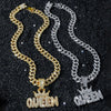 Men's Zinc Alloy Cuban Chain Hiphop Style Crown Letter Pendant Necklace With Electroplating