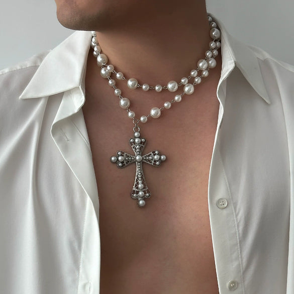 Men's Zinc Alloy Geometric Cross Handmade Necklace