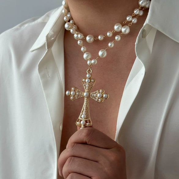 Men's Zinc Alloy Geometric Cross Handmade Necklace