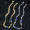 Men's Zinc Alloy Geometric Cuban Chain Necklace With Electroplating And Rectangular Glass Splicing