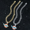 Men's Zinc Alloy Geometric Dolphin Pendant Necklace With Cuban Chain And Electroplating