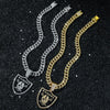 Men's Zinc Alloy Geometric Pirate Shield Pendant Necklace With Cuban Chain And Electroplating Design