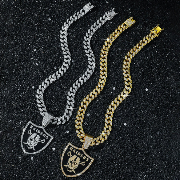 Men's Zinc Alloy Geometric Pirate Shield Pendant Necklace With Cuban Chain And Electroplating Design
