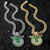 Men's Zinc Alloy Hiphop Style Animal Zodiac Disc Deer Head Pendant Necklace With Electroplating And Cuban Chain