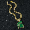 Men's Zinc Alloy Hiphop Style Squirrel Basketball Team Logo Pendant Necklace With Cuban Chain And Electroplating
