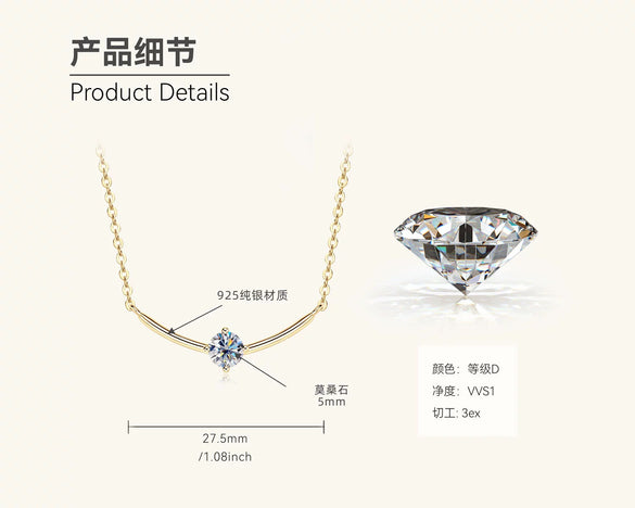 Mermaid Tear Necklace 925 Sterling Silver Geometric Fishing Line Chain Gold Plated Women's