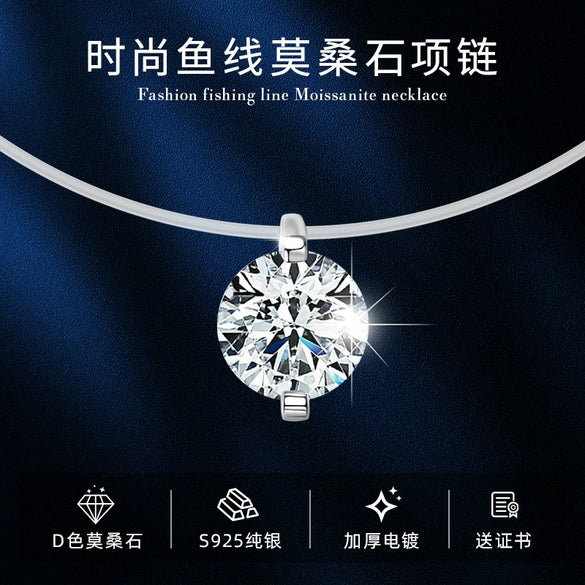 Mermaid Tears Necklace Moissanite Clavicle Chain S925 Sterling Silver Geometric Style