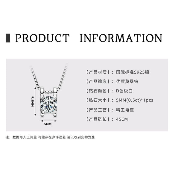Mermaid Tears Necklace Moissanite Clavicle Chain S925 Sterling Silver Geometric Style
