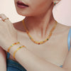 Mesh Chain Webbing Geometric Colorful Zircon Necklace Bracelet Set Titanium Steel Pvd Electroplating Nonfading Jewelry For Women