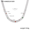 Mesh Chain Webbing Geometric Colorful Zircon Necklace Bracelet Set Titanium Steel Pvd Electroplating Nonfading Jewelry For Women
