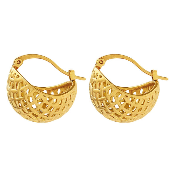 Mesh Hemispherical 316L Stainless Steel Gold Plated Electroplated Geometric Women's Earrings