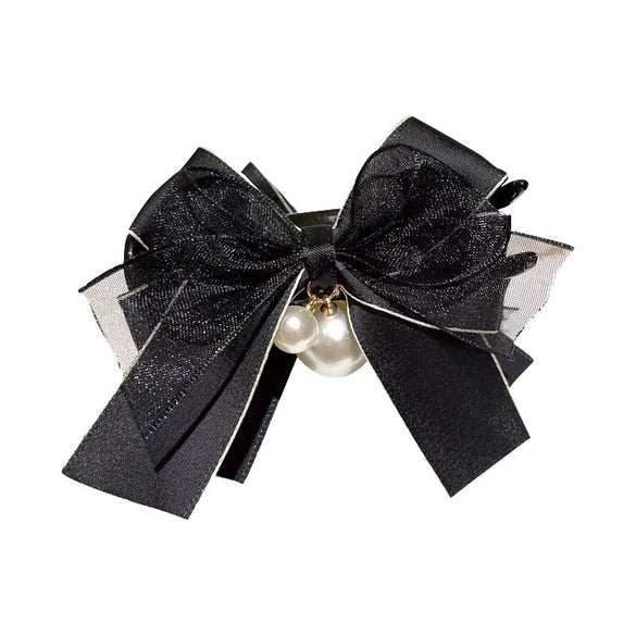 Mesh Pearl Handmade Women's Hair Gripper Headwear With Bow Design