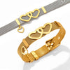 Mesh Stainless Steel Couple Love Bracelet With Heart Pattern Electroplated Treatment
