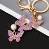 Metal Alloy Colorful Crystal Butterfly Keychain Creative Diamondencrusted Women's Bag Pendant
