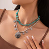 Metal Alloy Geometric Drop Shape Electroplated Hangtag Pendant Clavicle Necklace For Women