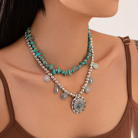 Metal Alloy Geometric Drop Shape Electroplated Hangtag Pendant Clavicle Necklace For Women