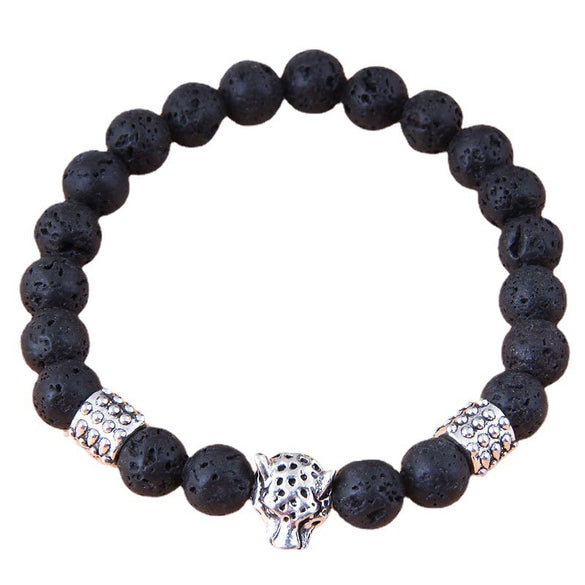 Metal Alloy Geometric Owl Volcanic Stone Electroplated Women's Bracelet