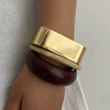 Metal And Acrylic Resin Geometric Cshaped Open Bracelet For Women With Electroplating