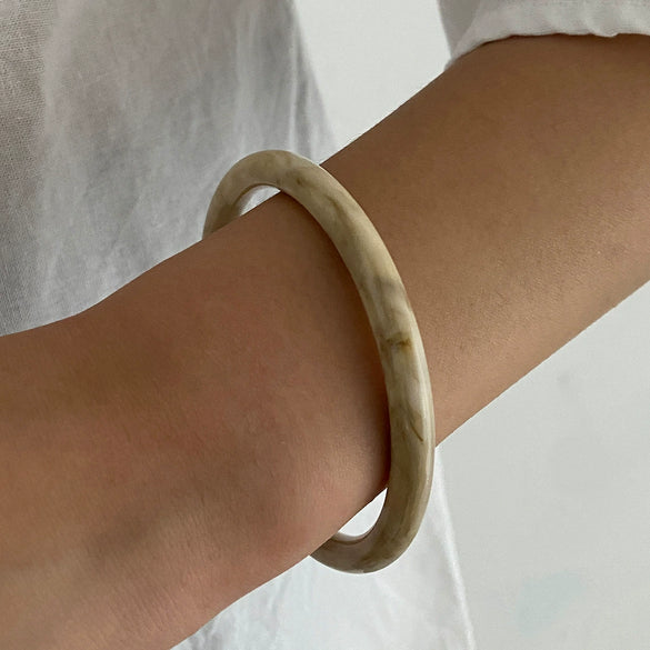 Metal And Acrylic Resin Geometric Cshaped Open Bracelet For Women With Electroplating